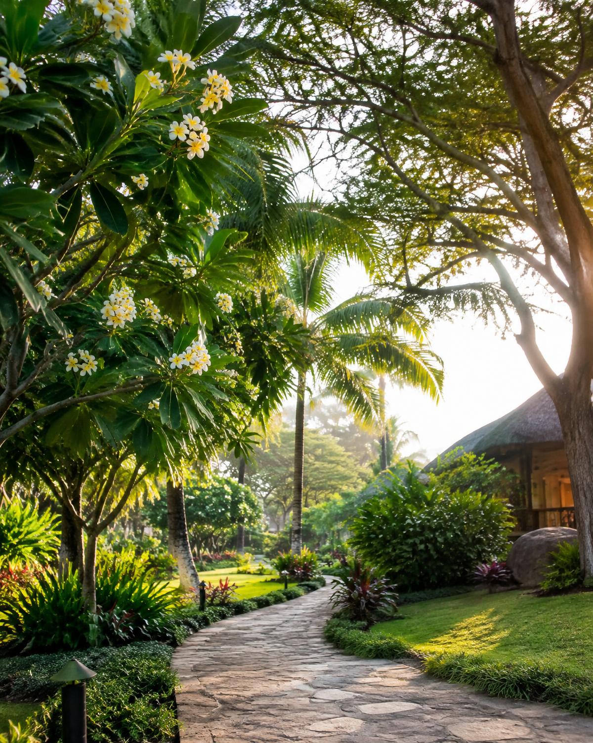 Stone path through a flowering garden (temporary image)